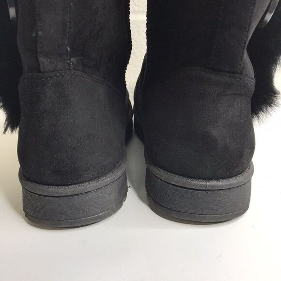 SO for Kohl's Womens Abigail Boots Faux Fur Black Slip On Button Detail Size 8 M - Picture 8 of 11